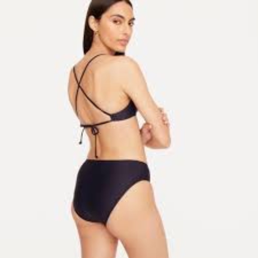 J. Crew Bikini Cross-back french top & Hipster full-coverage bottom | Navy | XS
